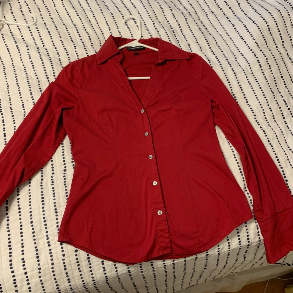 Red long sleeve button down from Express